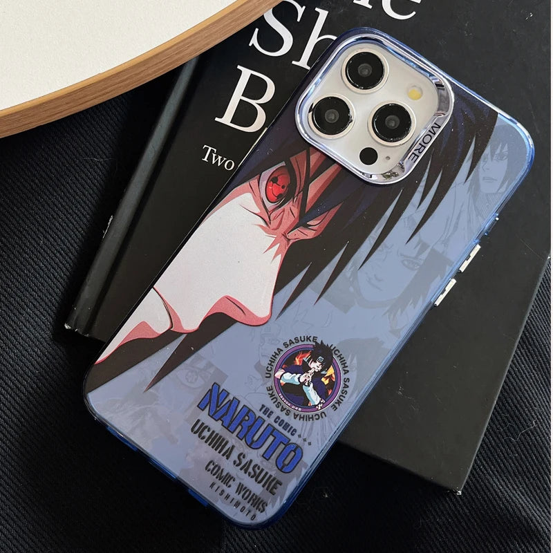 N-NARUTO Kakashi Phone Case For Apple iPhone 16 15 14 13 12 11 Pro Max Cute Cartoon Color Silver Electroplating Back Phone Covers