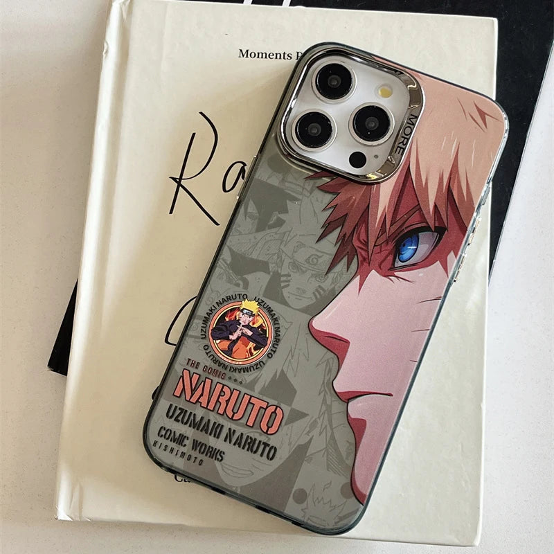 N-NARUTO Kakashi Phone Case For Apple iPhone 16 15 14 13 12 11 Pro Max Cute Cartoon Color Silver Electroplating Back Phone Covers