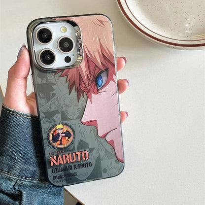 N-NARUTO Kakashi Phone Case For Apple iPhone 16 15 14 13 12 11 Pro Max Cute Cartoon Color Silver Electroplating Back Phone Covers