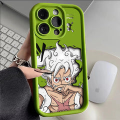 One Piece Luffy Liquid Silicone Phone Case for iPhone 15 Pro Max/14 Plus/13/12/11/XR/XS Max | Full Protection Cartoon Anime Design