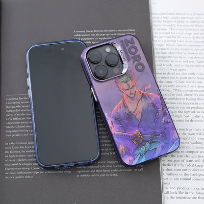 One Piece Zoro Purple Gradient Phone Case for iPhone 13 Pro/12 Pro Max - Stylish Matte Anti-Slip Cover for iPhone 14/11 Luffy Creative Hard Shell