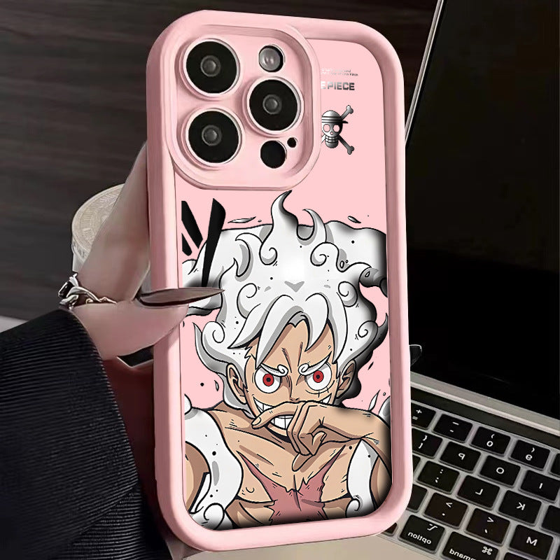 One Piece Luffy Liquid Silicone Phone Case for iPhone 15 Pro Max/14 Plus/13/12/11/XR/XS Max | Full Protection Cartoon Anime Design