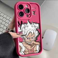 One Piece Luffy Liquid Silicone Phone Case for iPhone 15 Pro Max/14 Plus/13/12/11/XR/XS Max | Full Protection Cartoon Anime Design