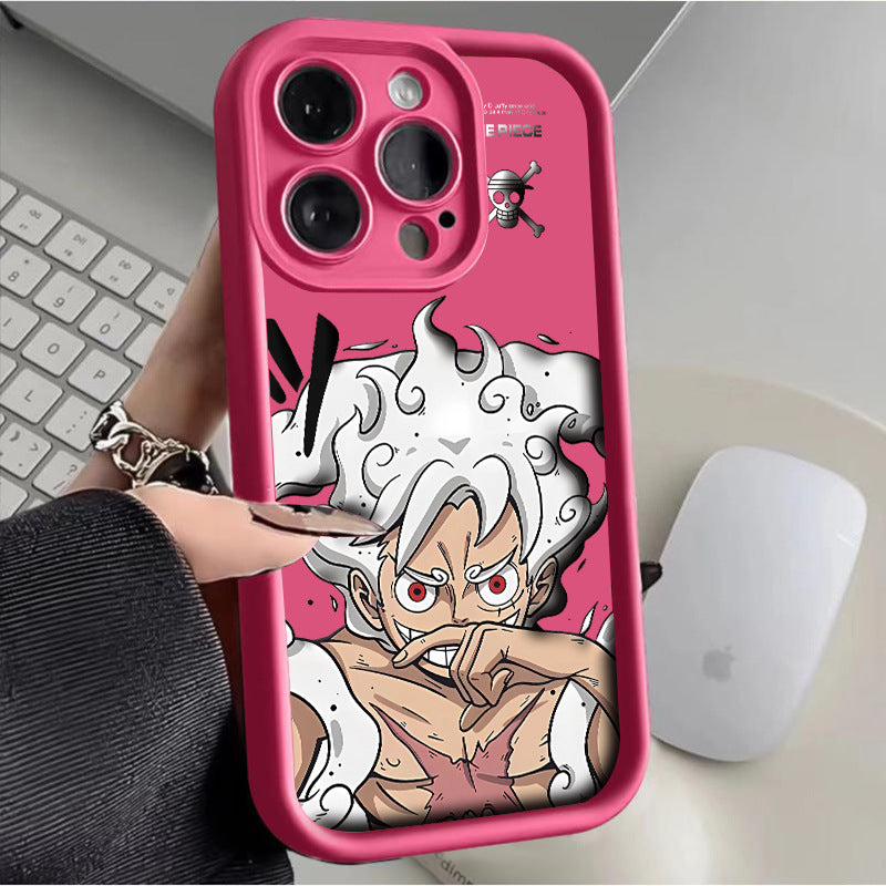 One Piece Luffy Liquid Silicone Phone Case for iPhone 15 Pro Max/14 Plus/13/12/11/XR/XS Max | Full Protection Cartoon Anime Design