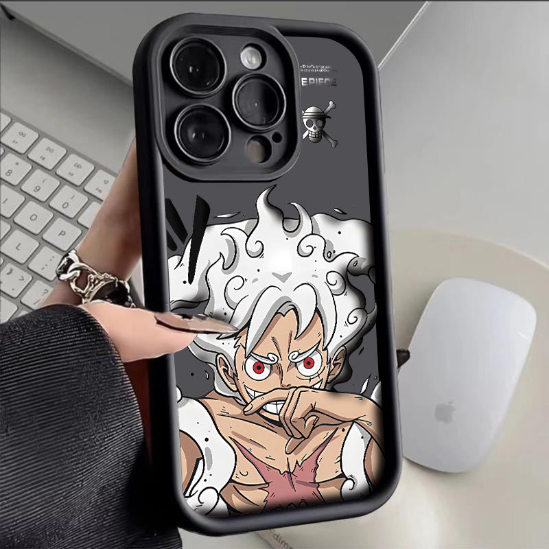 One Piece Luffy Liquid Silicone Phone Case for iPhone 15 Pro Max/14 Plus/13/12/11/XR/XS Max | Full Protection Cartoon Anime Design