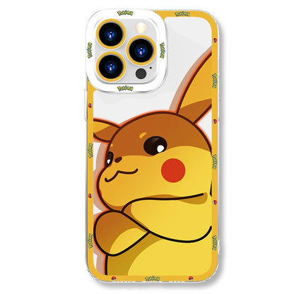 Pokemon Pikachu & Gengar Transparent Shockproof Phone Case for iPhone 16, 15 Pro, 14, 13 Pro Max, 12, XS Max, XR, 7 Plus, 8P, 6S - Cute Fun Design for Men & Women