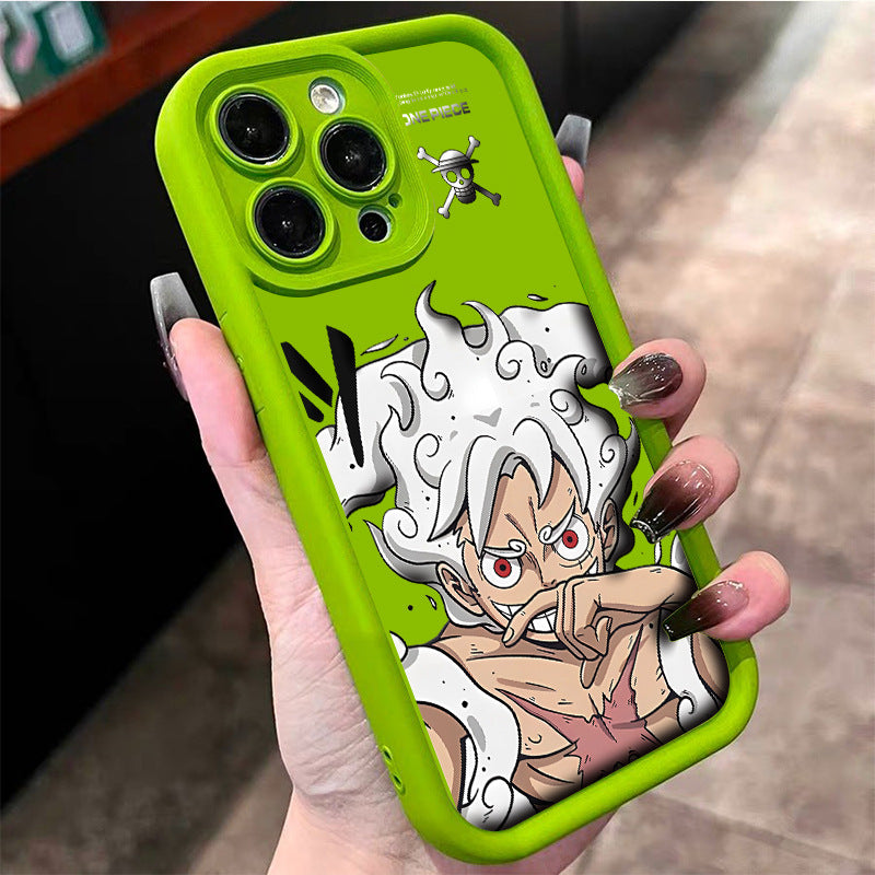 One Piece Luffy Liquid Silicone Phone Case for iPhone 15 Pro Max/14 Plus/13/12/11/XR/XS Max | Full Protection Cartoon Anime Design