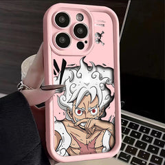 One Piece Luffy Liquid Silicone Phone Case for iPhone 15 Pro Max/14 Plus/13/12/11/XR/XS Max | Full Protection Cartoon Anime Design