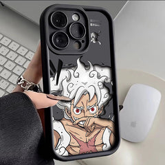 One Piece Luffy Liquid Silicone Phone Case for iPhone 15 Pro Max/14 Plus/13/12/11/XR/XS Max | Full Protection Cartoon Anime Design