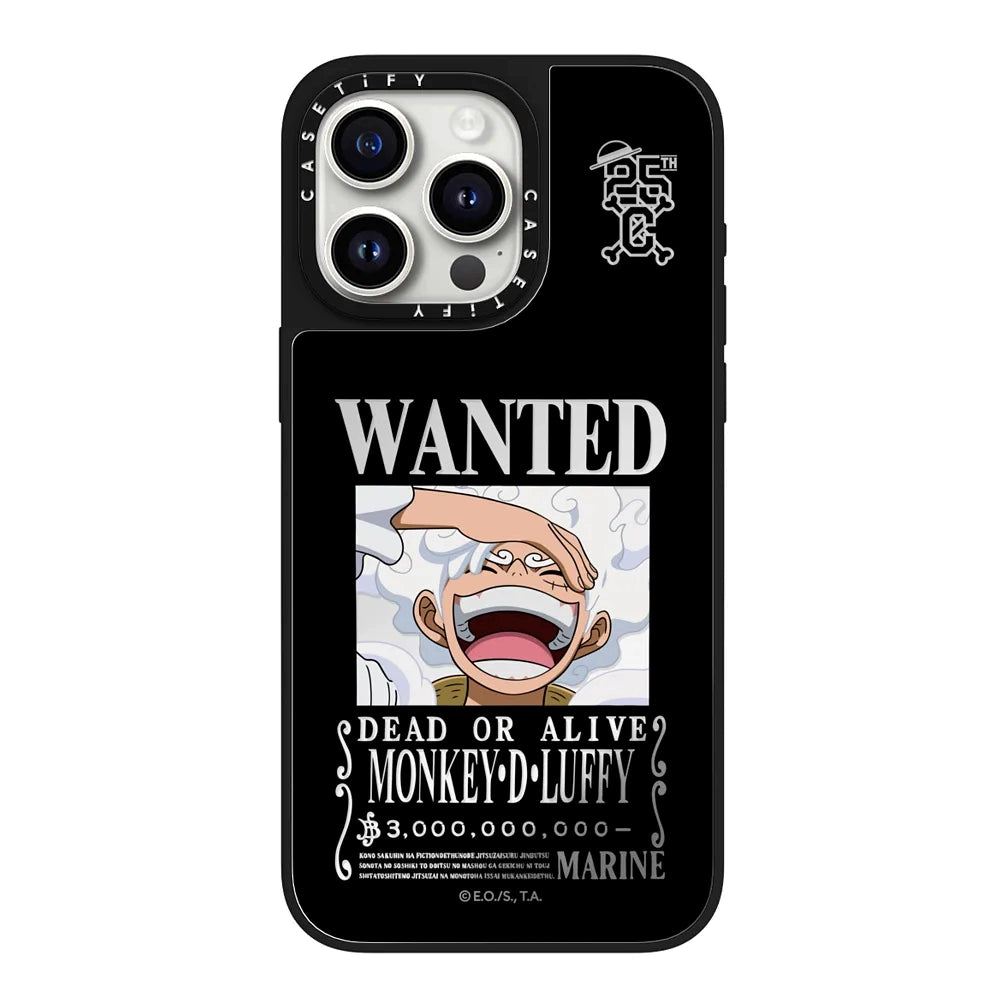 One Piece Magnetic Phone Case featuring Luffy's Bounty Poster for iPhone 15 Pro Max, 16 Pro, 12, and 13 – Cartoon Anime Shockproof Protective Cover