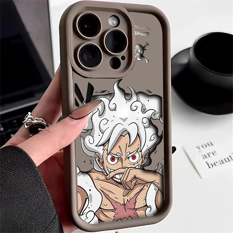 One Piece Luffy Liquid Silicone Phone Case for iPhone 15 Pro Max/14 Plus/13/12/11/XR/XS Max | Full Protection Cartoon Anime Design