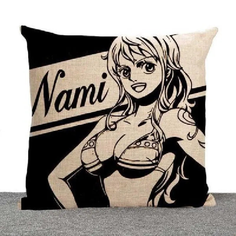 One Piece Zoro Luffy Black and White Cartoon Printing Cotton and Linen Throw Pillow Car Sofa Cushion Cushion Core Sleeve