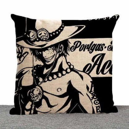 One Piece Zoro Luffy Black and White Cartoon Printing Cotton and Linen Throw Pillow Car Sofa Cushion Cushion Core Sleeve