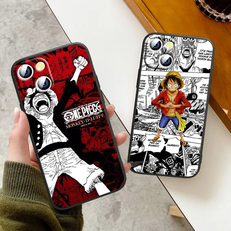 Ones Pieces Anime D-Luffy Phone Case For Apple iPhone 11 12 13 14 Max Mini 5 6 7 8 S SE X XR XS Pro Plus Black Cover Funda