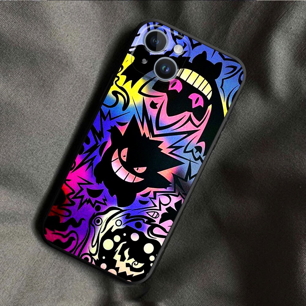 Pokemon Gengar Phone Case for iPhone 8 Plus 7 6s 14 Pro Max SE XS X XR 11 12 Mini 13 Pro XS Max Luxury Armor Black Soft Cover