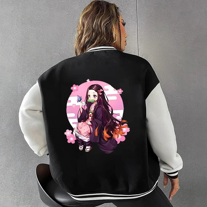 New Kamado Nezuko Printing Jacket Women Men Casual Baseball Jacket Autumn And Winter Baseball Uniform Coat