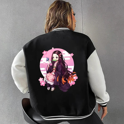 New Kamado Nezuko Printing Jacket Women Men Casual Baseball Jacket Autumn And Winter Baseball Uniform Coat