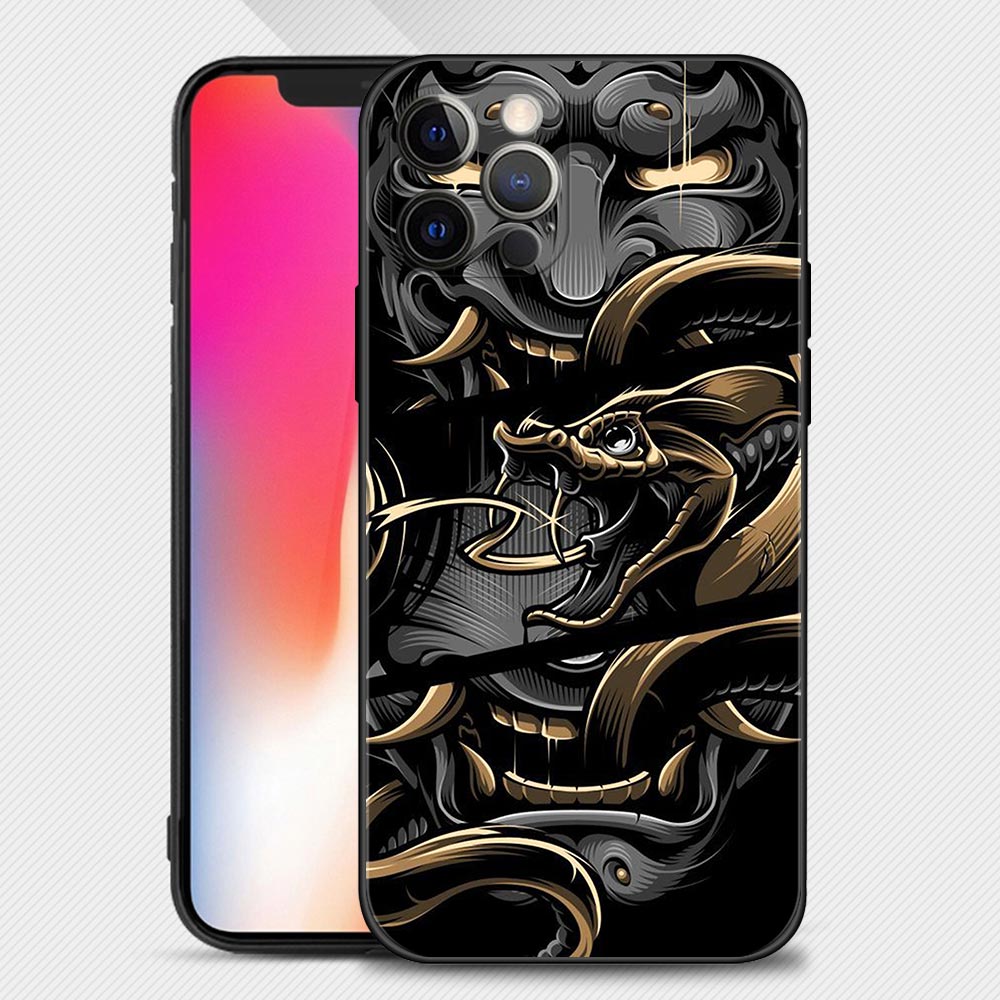 Samurai Oni Mask Phone Case For Apple iPhone 14 14 13 12 11 Pro Max Mini XS Max XR X 7 8 Plus 6 6S Soft Cover Silicone Shell