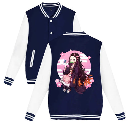 New Kamado Nezuko Printing Jacket Women Men Casual Baseball Jacket Autumn And Winter Baseball Uniform Coat