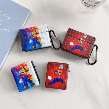 Super Mario Cartoon AirPods Headphone Case Anime Figures Toys Mario Bluetooth Wireless Headphone Cases Boys Girls Birthday Gifts