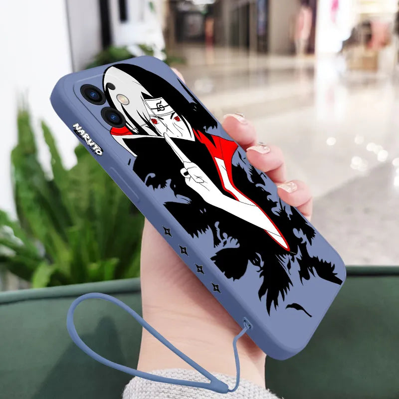 Uzumaki Naruto Uchiha Itachi Phone Case For iPhone 14 13 12 11 Pro Max Mini X XR XS MAX Plus Liquid Silicone Cover