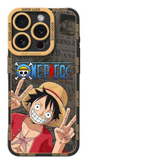 One Piece Luffy Liquid Silicone Phone Case for iPhone 15 Pro Max/14 Plus/13/12/11/XR/XS Max | Full Protection Cartoon Anime Design