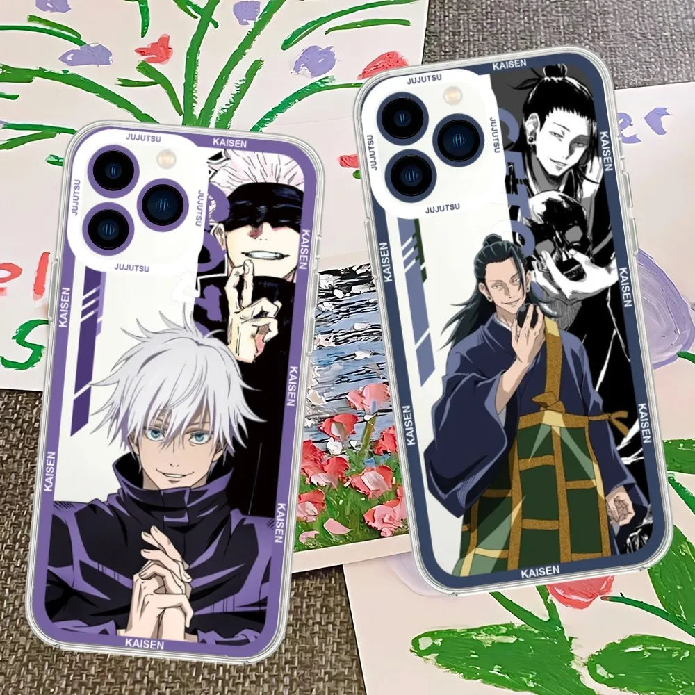 bilibili Anime Jujutsu Kaisen Gojo Satoru Phone Case For iPhone 13 14 15 Mini 11 12 Pro Max Transparent Shell