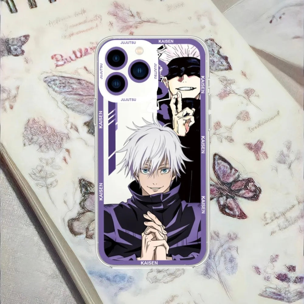 bilibili Anime Jujutsu Kaisen Gojo Satoru Phone Case For iPhone 13 14 15 Mini 11 12 Pro Max Transparent Shell