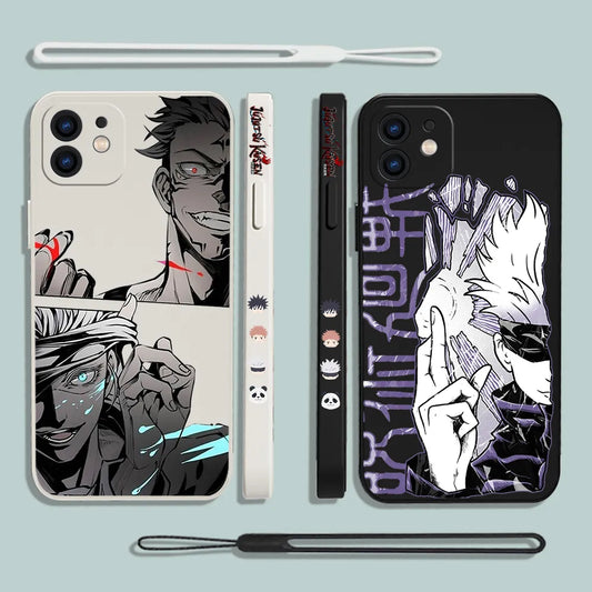 Jujutsu Kaisen Anime Phone Case For Samsung Galaxy S23 S22 S21 S20 Ultra FE S10 4G S9 S10E Note 20 10 9 Plus With Lanyard Cover
